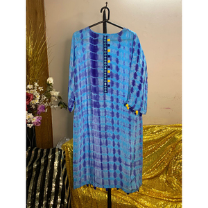 Look N Buy By Rakiba Khan Rakhi: Indian Silk Kurti - Blue Tie Dye