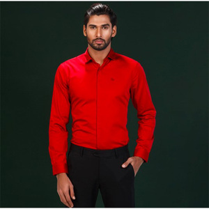 Raw Nation - 100% Cotton Slim Fit Business Casual Men's Shirt - Red