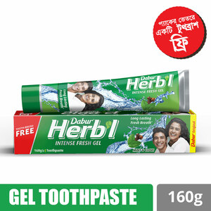 Dabur Herb'l Gel Toothpaste Intense Fresh 160 gm (Get Toothbrush Free)