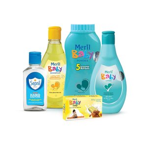 Meril Baby Daily Care Essential Gift Pack (Baby Lotion, Baby Powder, Baby Soap, Baby Shampoo & Sepnil)