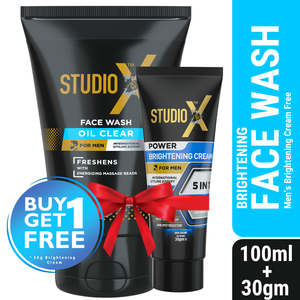 Studio X Oil Clear Facewash for Men 100ml (30gm Men's Brightening Cream FREE)