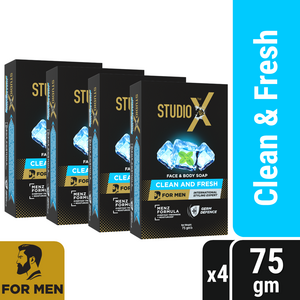 Studio X Clean & Fresh Soap For Men Combo Pack (75gm x 4)