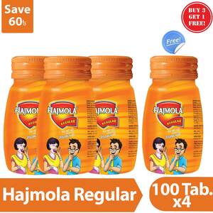 Dabur Hajmola Regular 100 Tablet Bottle (Buy 3 Get 1 Free)
