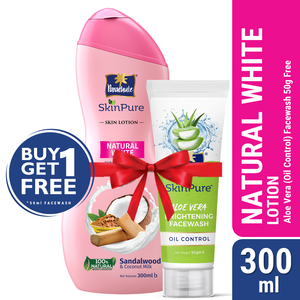 Parachute SkinPure Skin Lotion Natural White 300ml (FREE Aloe Vera Facewash - OIL CONTROL - 50gm)