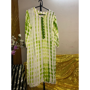 Look N Buy by Rakiba Khan Rakhi: Indian Silk Kurti - Olive & Yellow Gradient