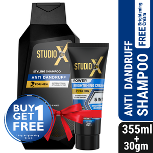 Studio X Anti Dandruff Shampoo for Men 355ml (30gm Men's Brightening Cream FREE)